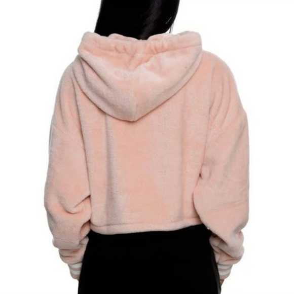 Champion Plush Fleece Hoodie Cropped M Blush Crop Top - Picture 7 of 8